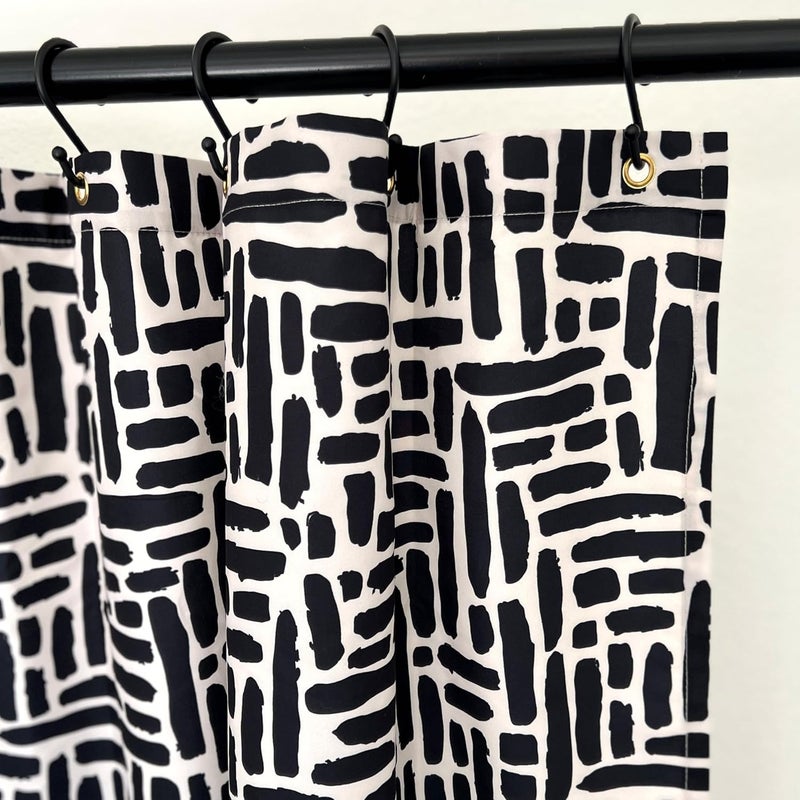 Worthwhile Goods Modern Black and Ivory Brushstroke Print Shower Curtain - Abstract Minimalist Pattern - Neutral Design - Trendy Fabric Shower Curtain for Any Bathroom - 72x72 Inches (Brushstroke) - Image 3